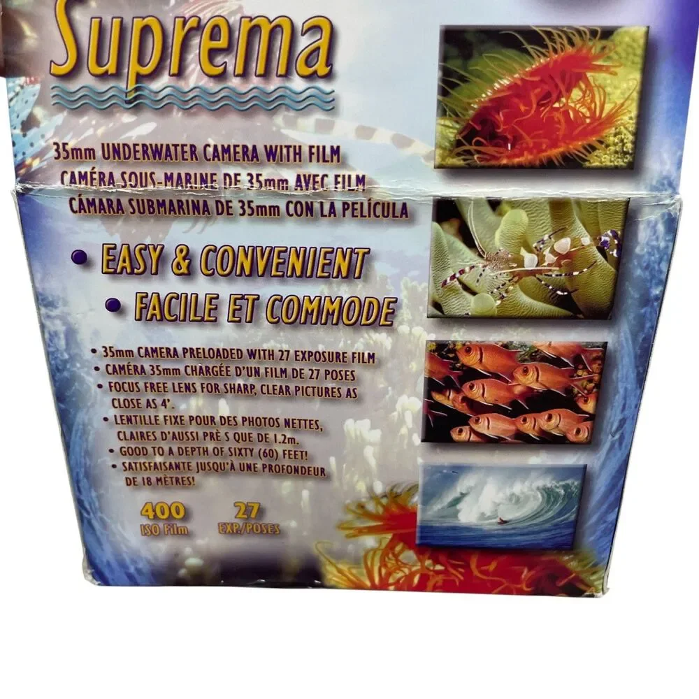 Suprema Underwater 35mm Single Use‎ Camera - 27 Exp. Good for 60 Feet Deep NEW